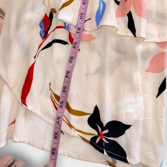 Oneil Womens Maxi Sz Large Peach Crepe Layered Strappy Peach Floral Cottagecore - Picture 15 of 16